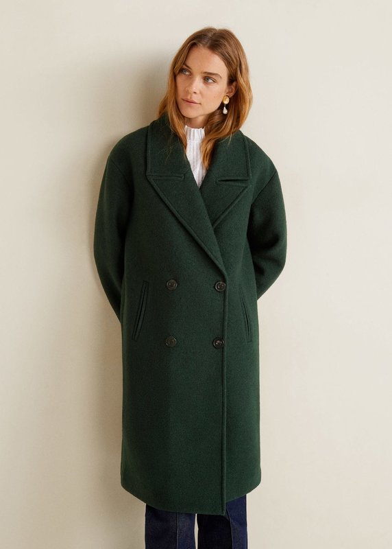 Ponadwymiarowy zielony płaszcz z podwójnymi piersiami