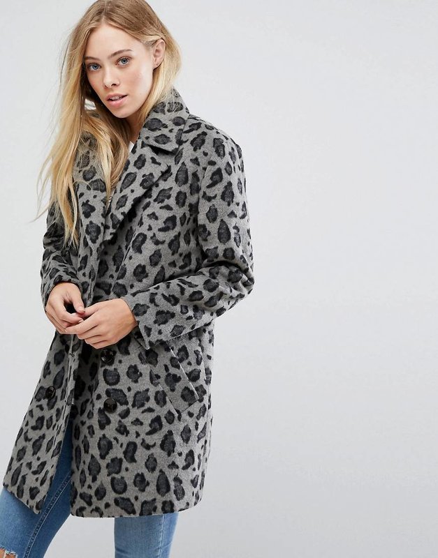 Šedý leopard kabát