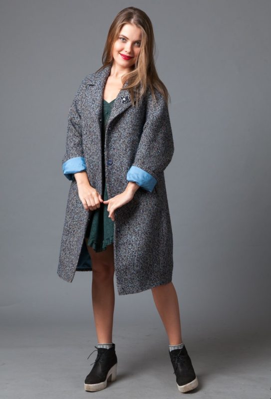 Płaszcz oversize szary tweed