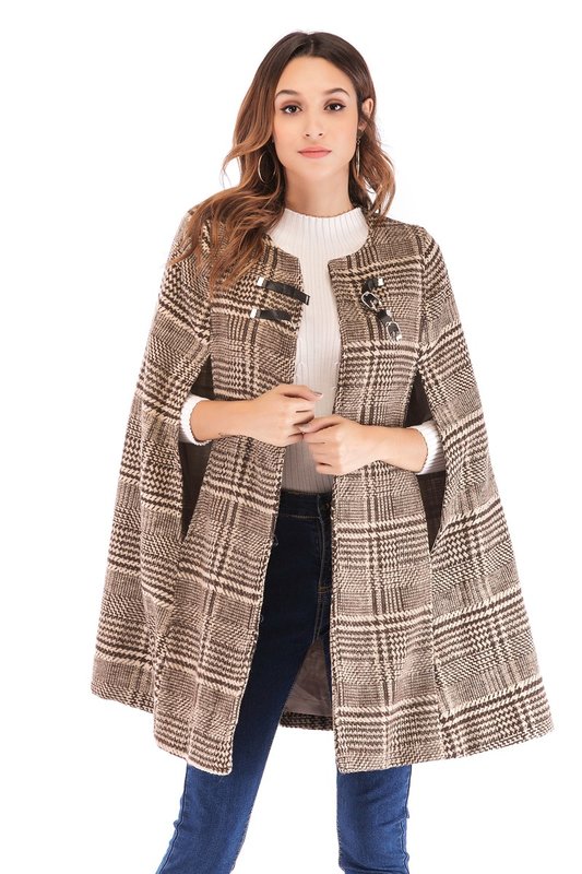Sjekk Tweed Cape Coat