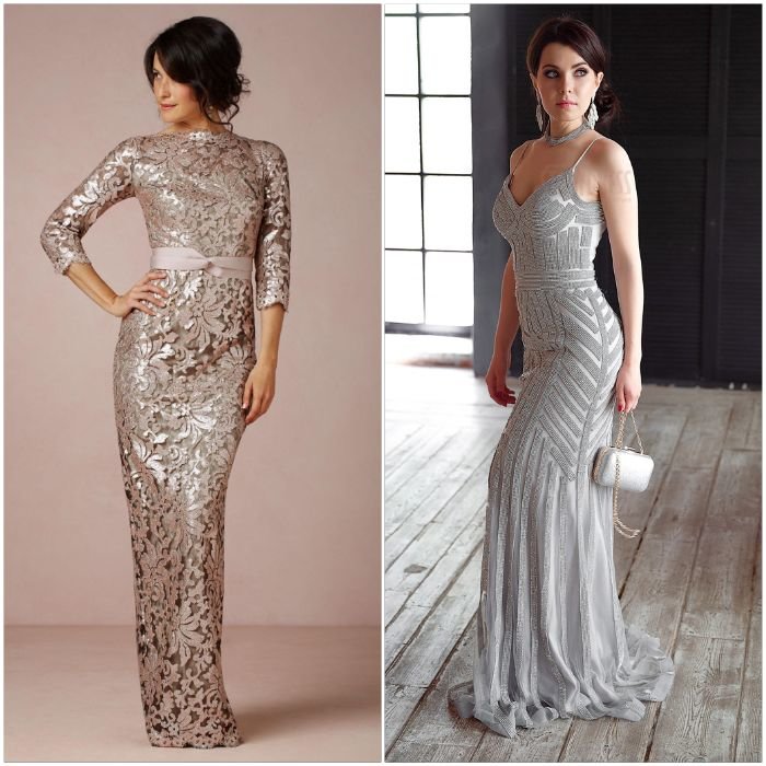 Elegantiškos sidabrinės suknelės