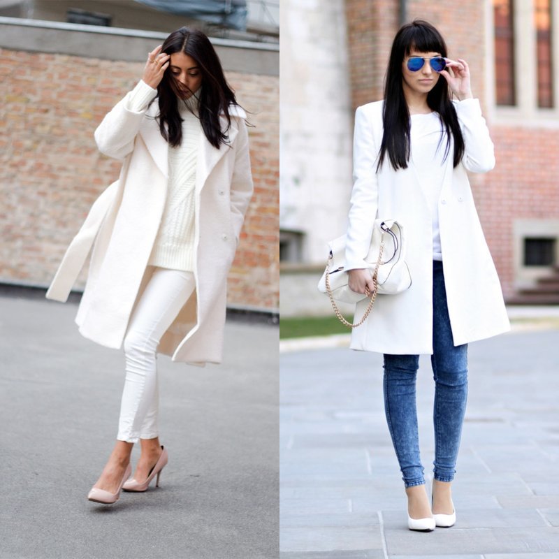 Stijlvolle look in een witte jas