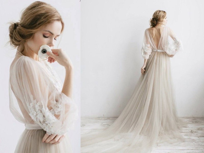 Vestuvinė suknelė su rankovėmis