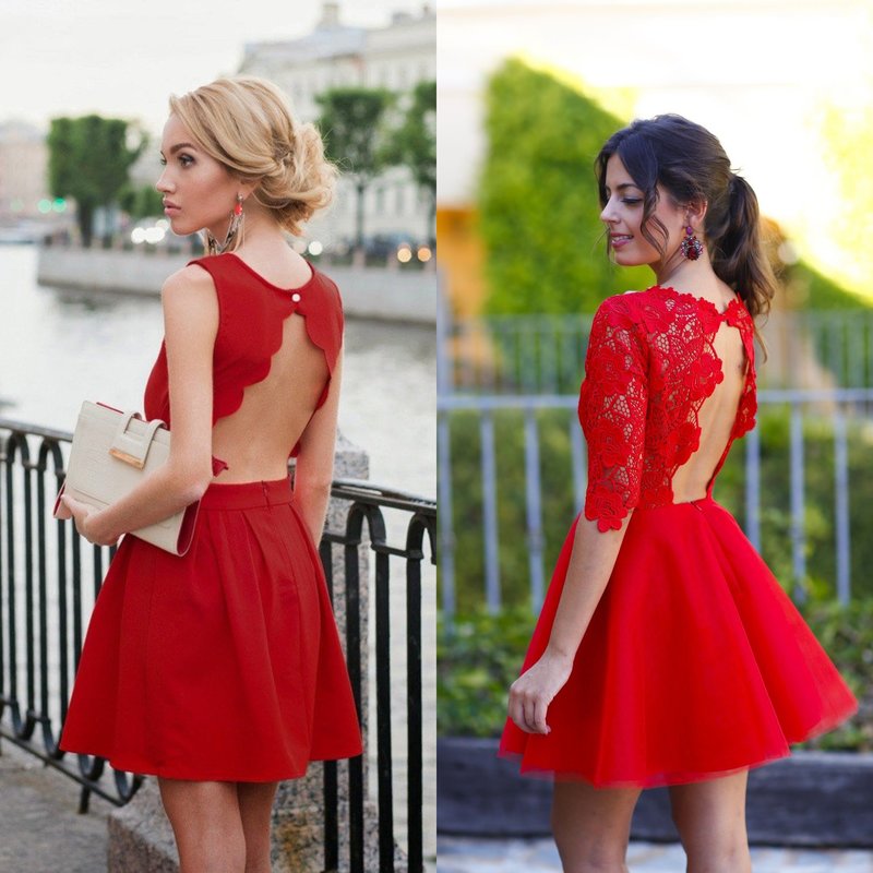Rød kjole med åpen rygg