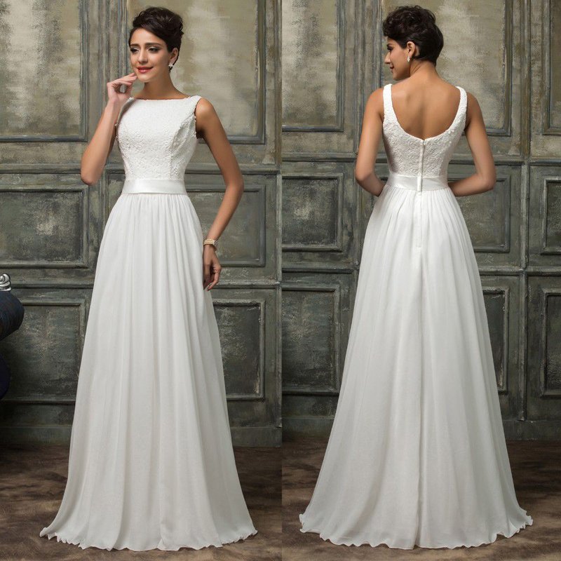 Elegantní bílé podlahové šaty