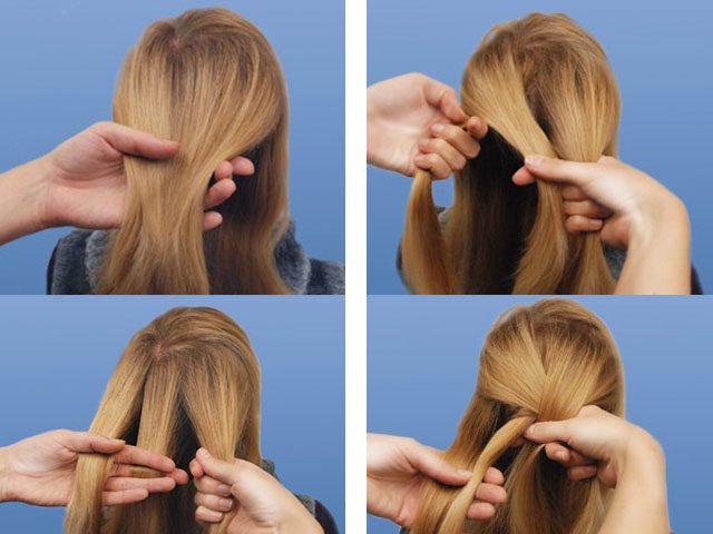 Tkanie prostego kłoska na długich włosach: zdjęcie krok po kroku
