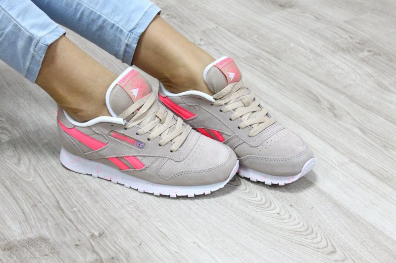 Beige roze streep sneakers
