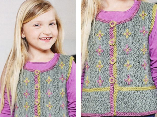 Tricoter un gilet pour une fille avec des aiguilles à tricoter et au crochet