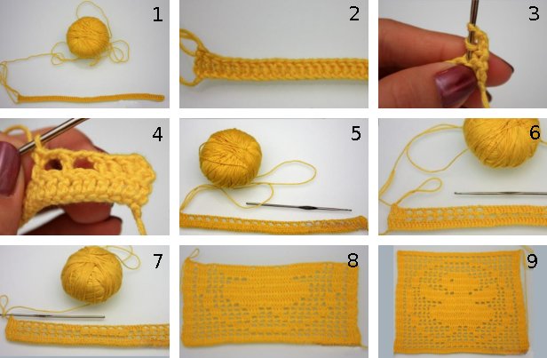 Плетене на една кука салфетки за начинаещи