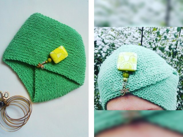 Turban à tricoter avec aiguilles à tricoter: tutoriels photo et vidéo