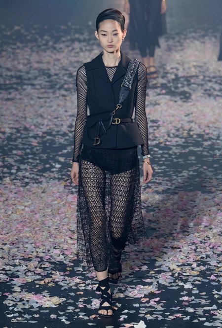 Zwart kant en mesh van Dior