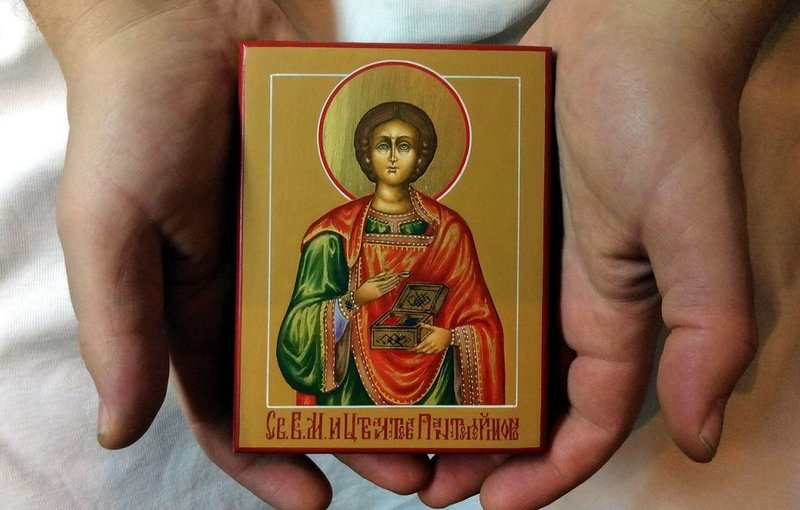 Icoon van St. Panteleimon voor gebed