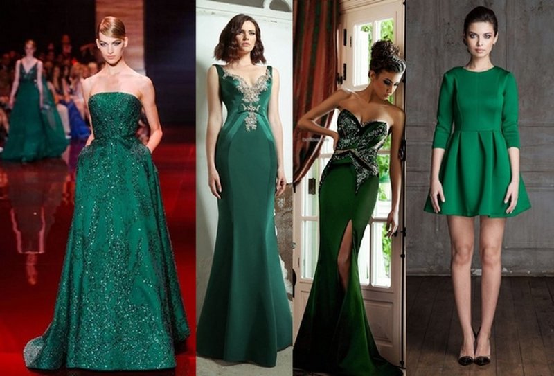 Tamsiai žalios suknelės, skirtos Naujųjų Metų įvaizdžiui