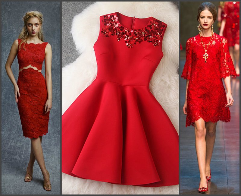 Merginos raudonomis suknelėmis