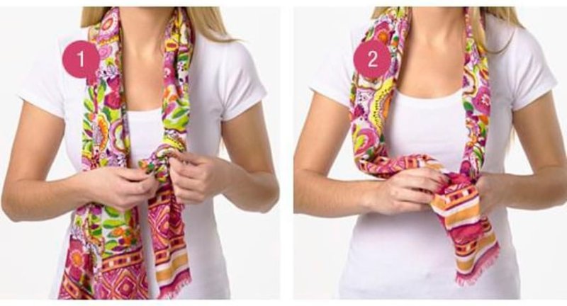 Nouez un foulard avec un nœud Cravate: étapes 1 et 2