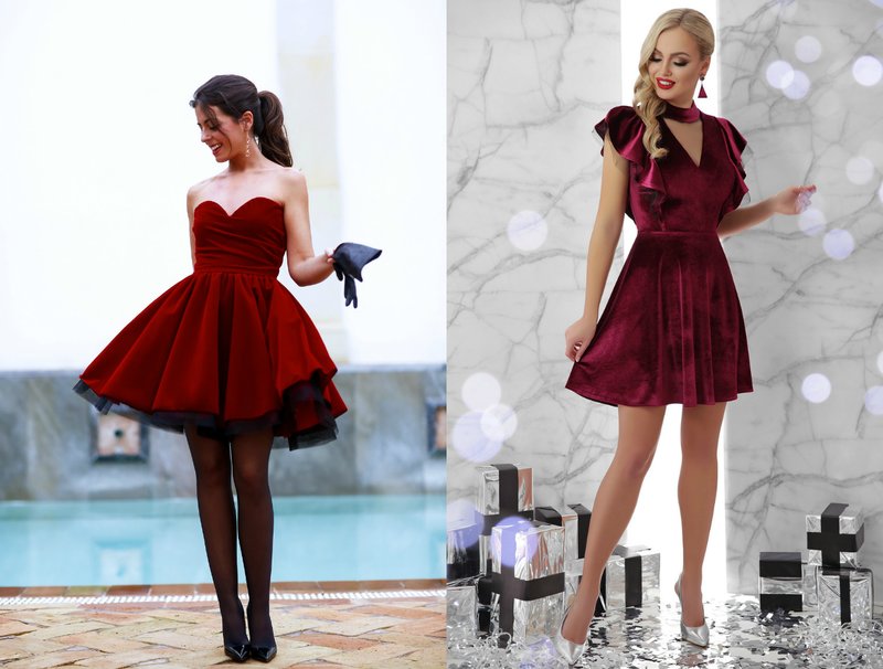 Korte prom jurken in rood en bordeaux