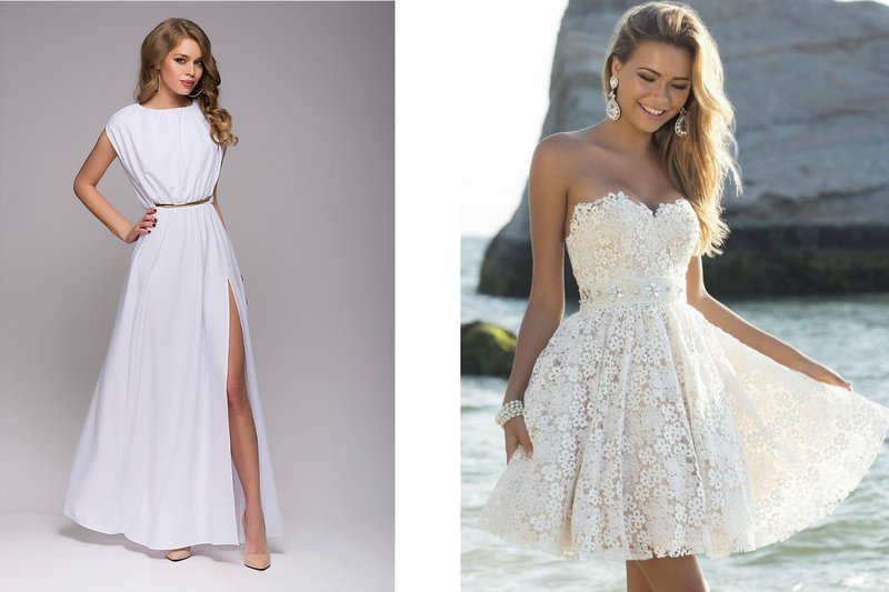 rochie albă cu design elegant