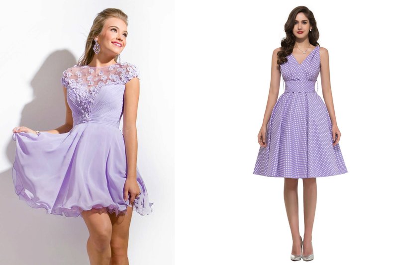 Trumpos violetinės spalvos suknelės