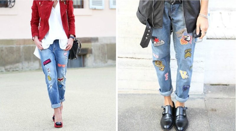 Módní džíny s nášivkami
