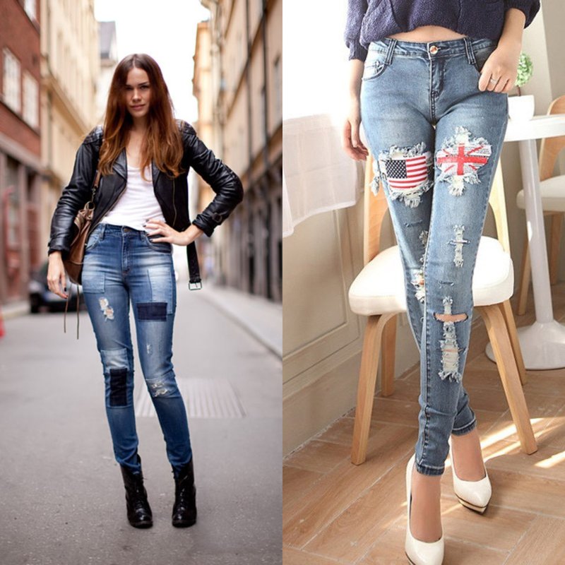 Módní džíny s dodatečným dekorem
