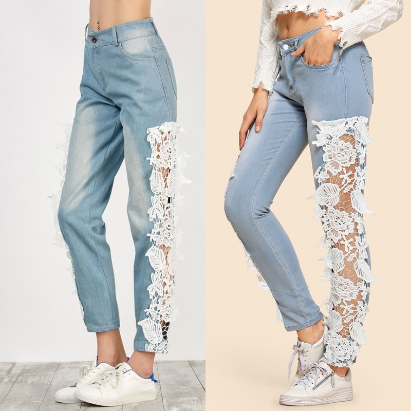 Jeans en kant: trendy uiterlijk