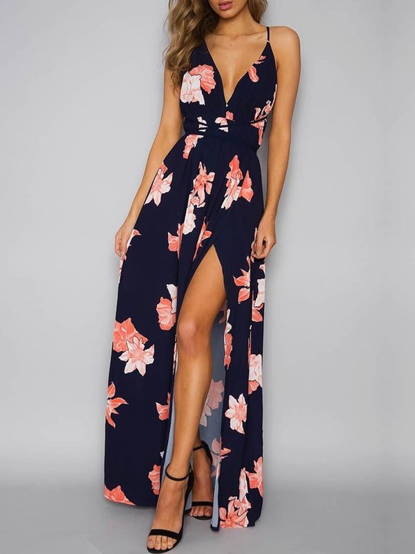Elegantiška išpjaustyta vasarinė suknelė