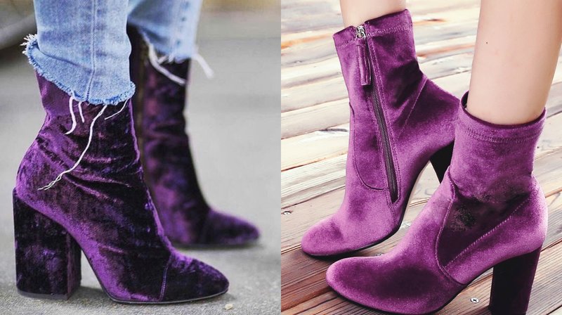 Podzimní kotníkové boty v módním fialovém odstínu