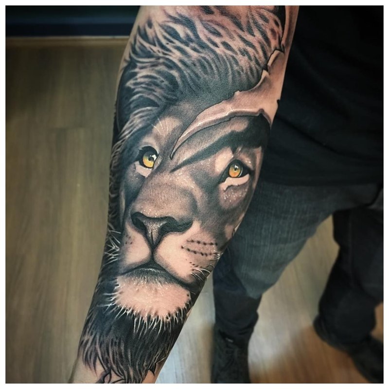 Tatuaj animal pe antebrațul unui bărbat