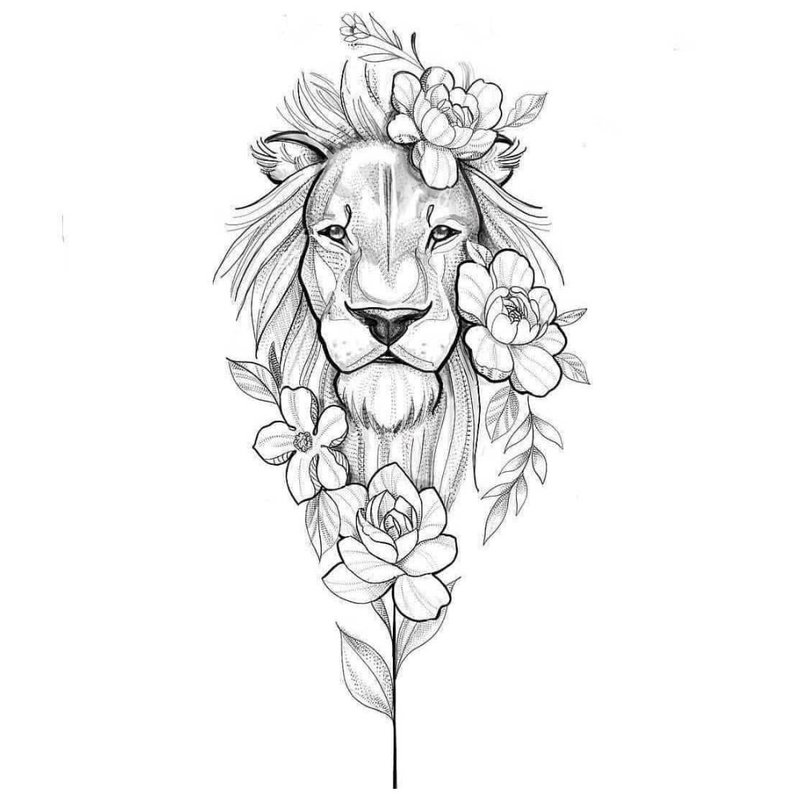 Een grote schets van een leeuw