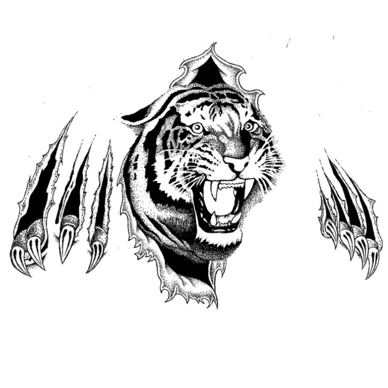 3D tigras su letenų žymėmis