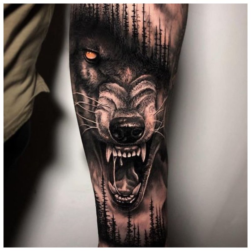 Angry Wolf - mužské tetování