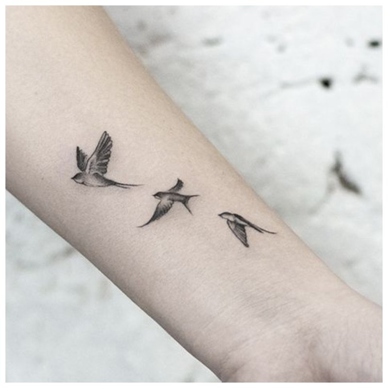 Paukščiai - riešo tatuiruotė