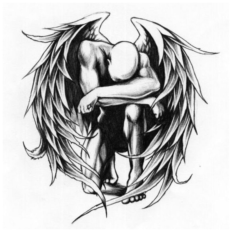 Fallen angel - skisse til tatovering