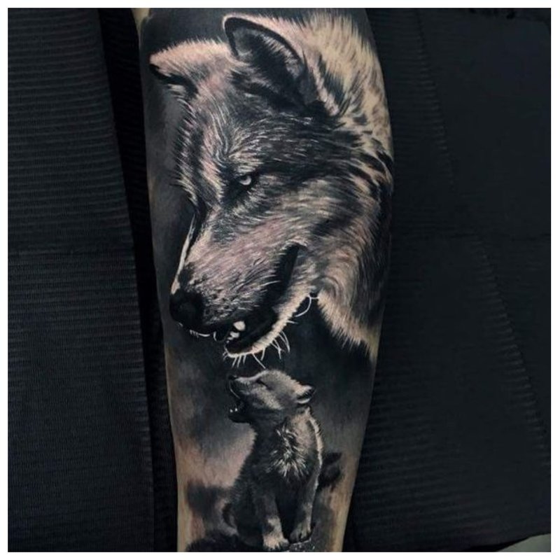 Tatuaż męskiego wilka