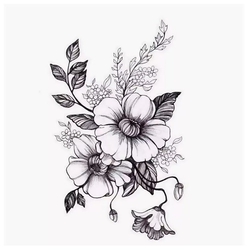 Kvetinová skica pre tetovanie.