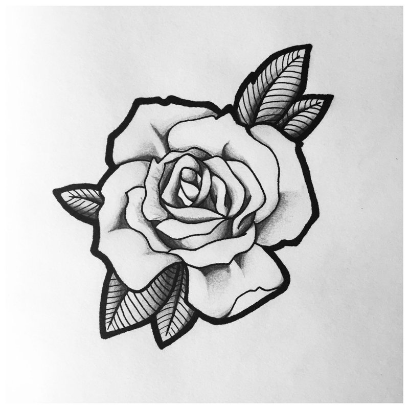 Rožė - gražus tatuiruotės eskizas