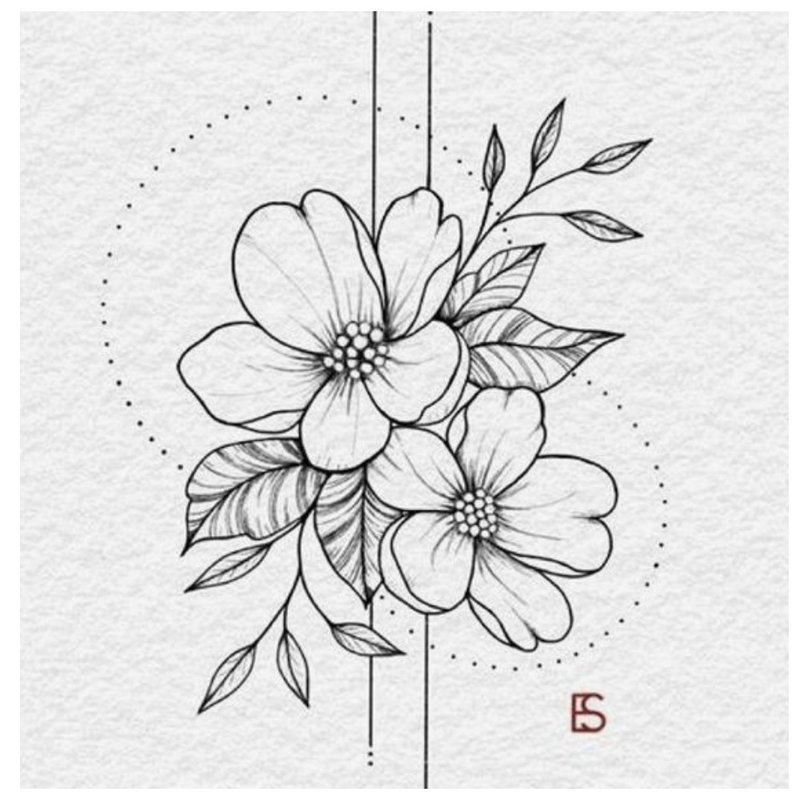 Gražus gėlių eskizas tatuiruotėms