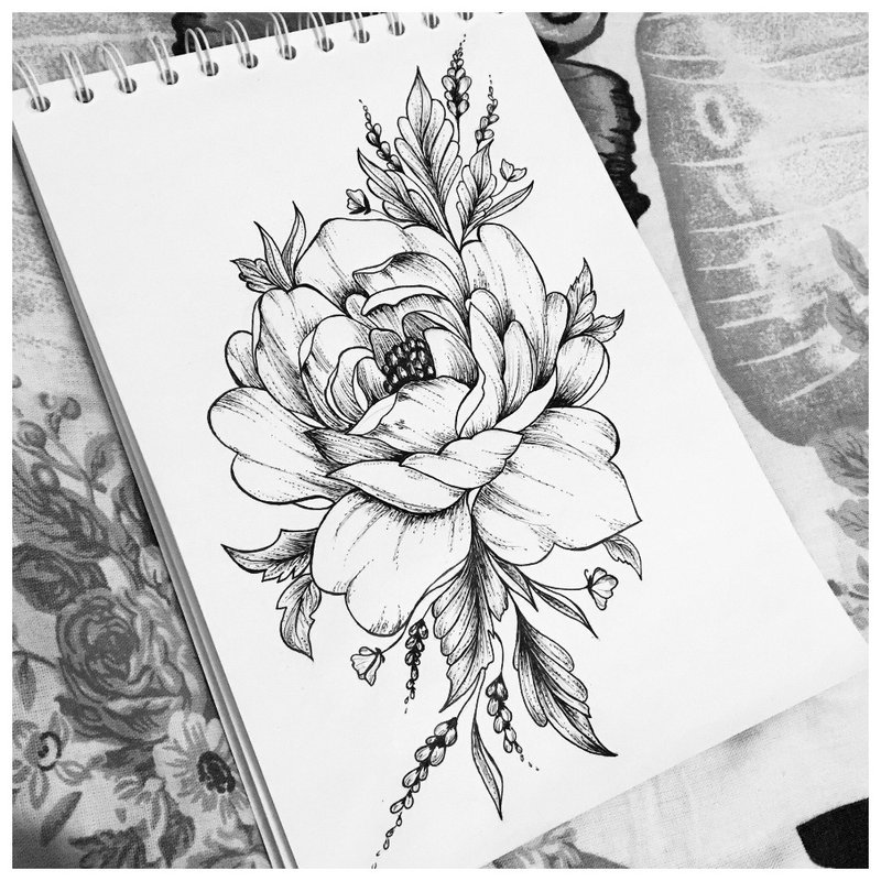 Mooie bloem - schets voor tattoo