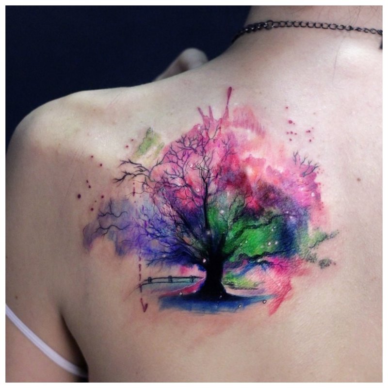 Akvarel strom tetování