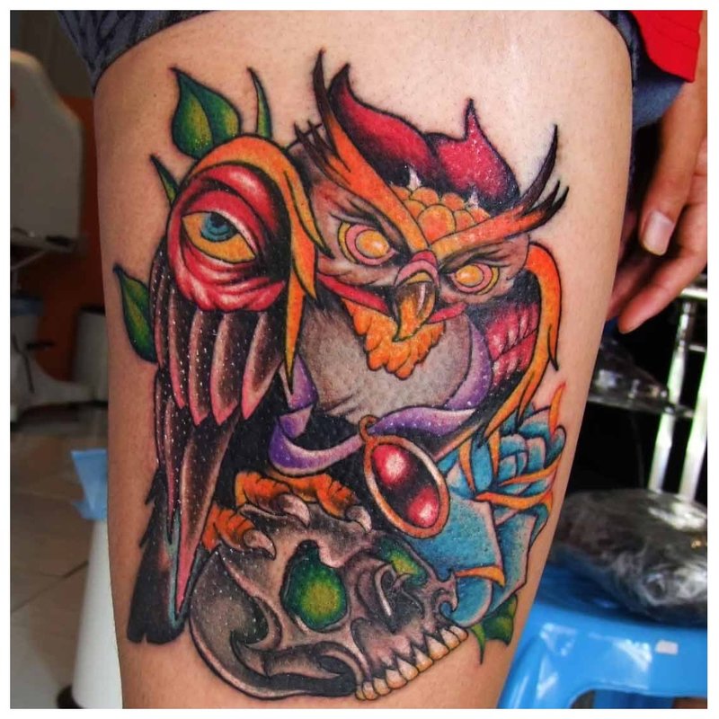 Novoroční sova tetování
