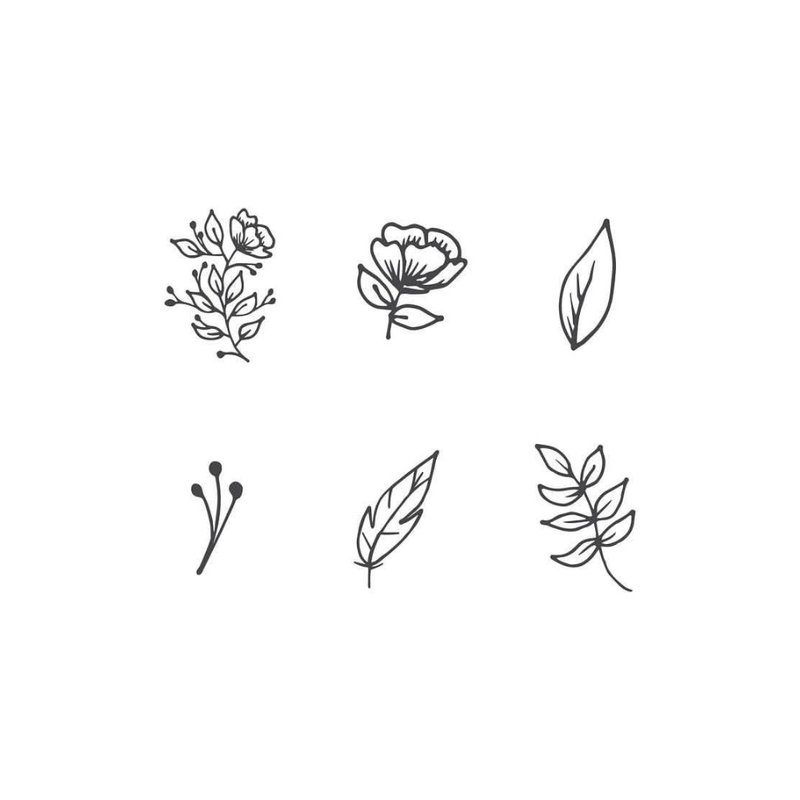 Скици за цветя за мини татуировки