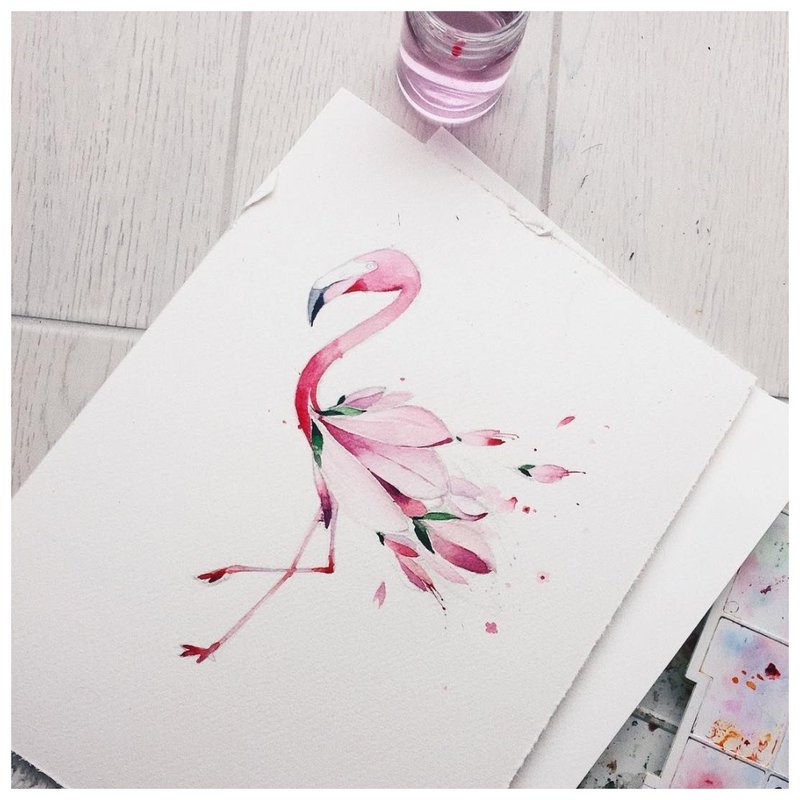 Flamingo skisse for akvarell tatovering