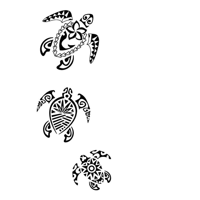 Vėžlio etninės tatuiruotės eskizas