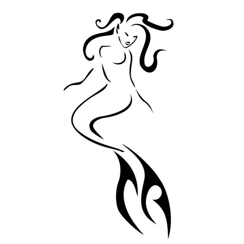 Mořská panna tetování skica