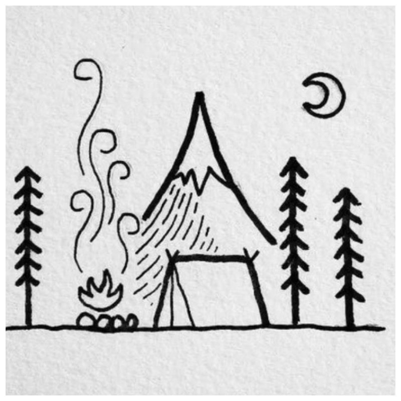 Dom v lese - skica na tetovanie