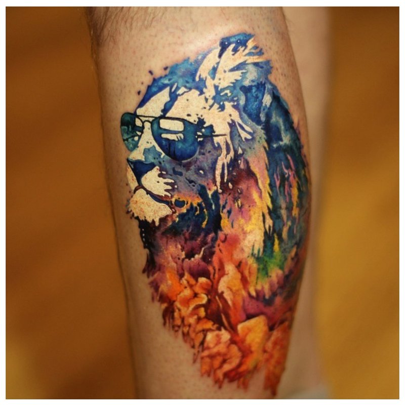 Akvarell løve