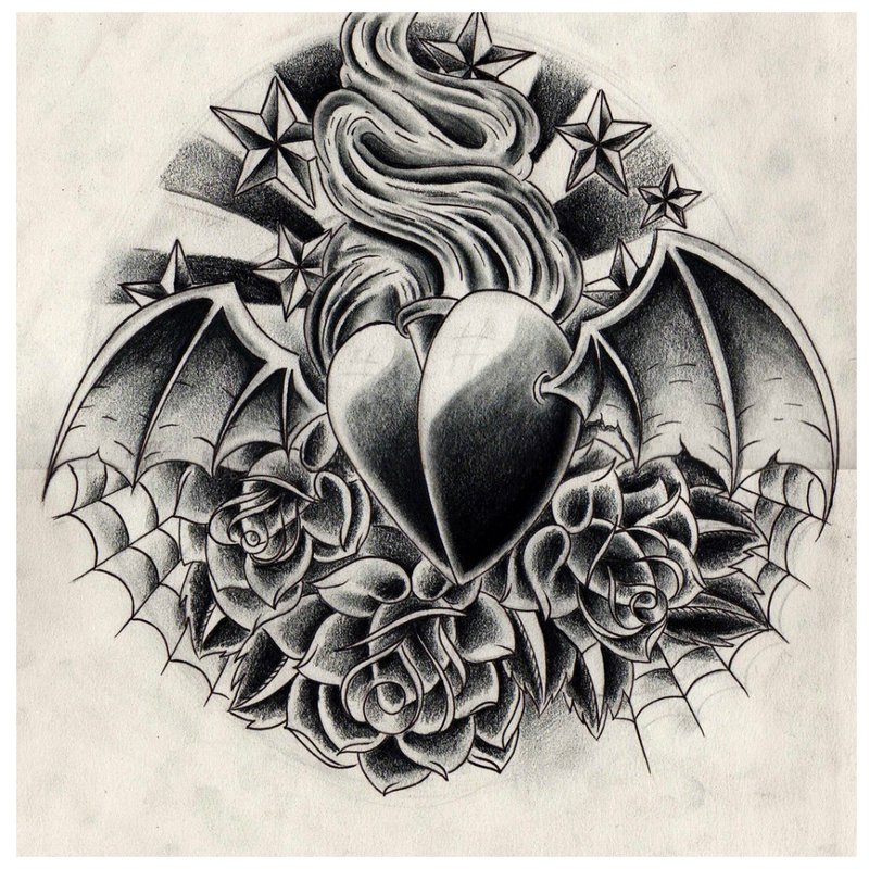 Juodos širdies tatuiruotė