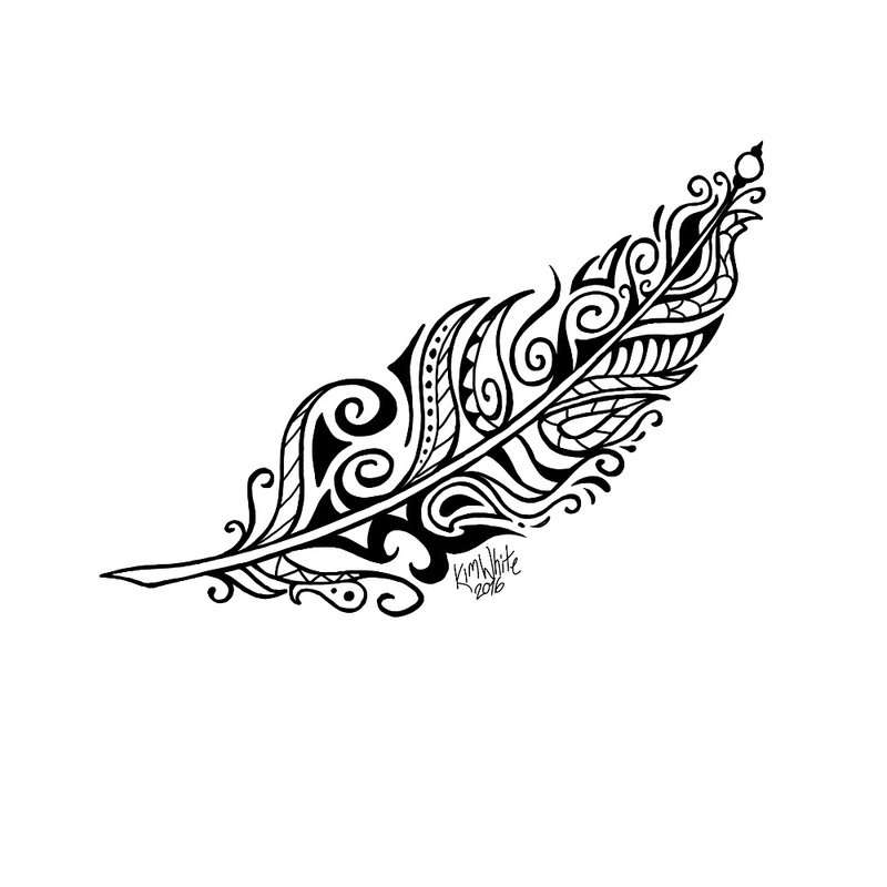 Szkic tatuaż etno pióro