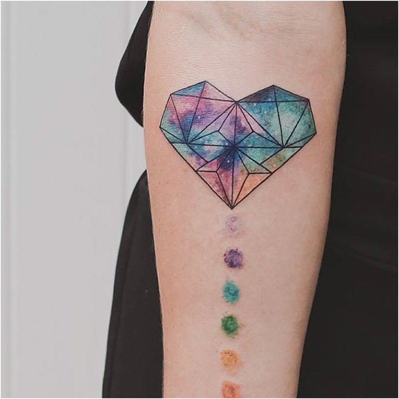 Srdce tetování v akvarel
