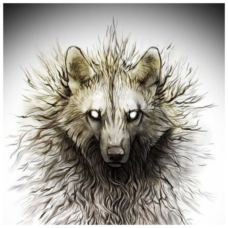 Skummel ulv - skisse til tatovering